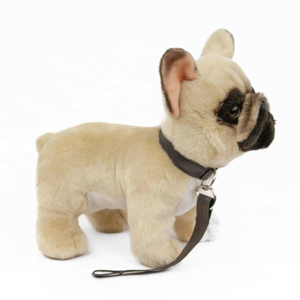 Kuscheltiere Teddys Rothenburg Kuscheltier französische Bulldogge mit Leine beige 26 cm